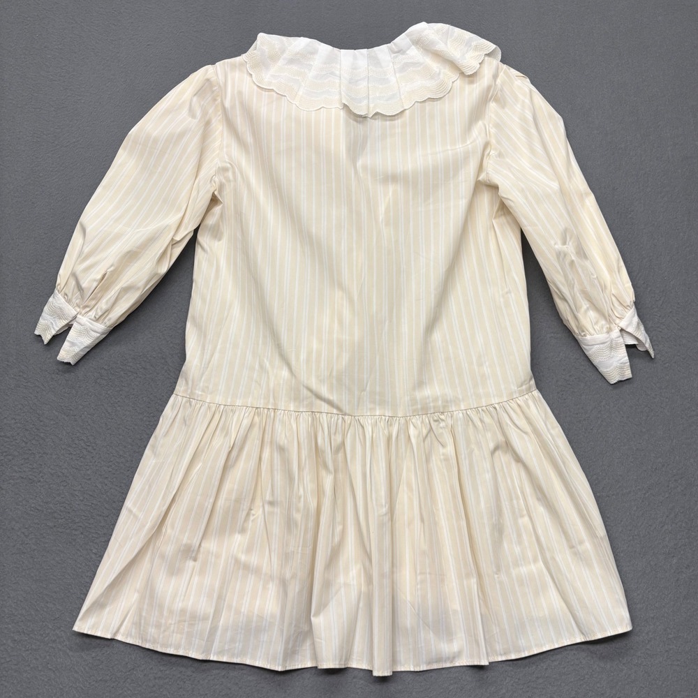 Sandro Cintia Gathered Striped Cotton Mini Shirt Dress Ruffle Collar‎ Size 40 - Picture 12 of 14
